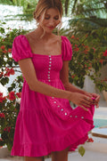 Catalina Smocked Linen Mini Dress - LumoraMagentaeCatalina Smocked Linen Mini DressCAMS79819S