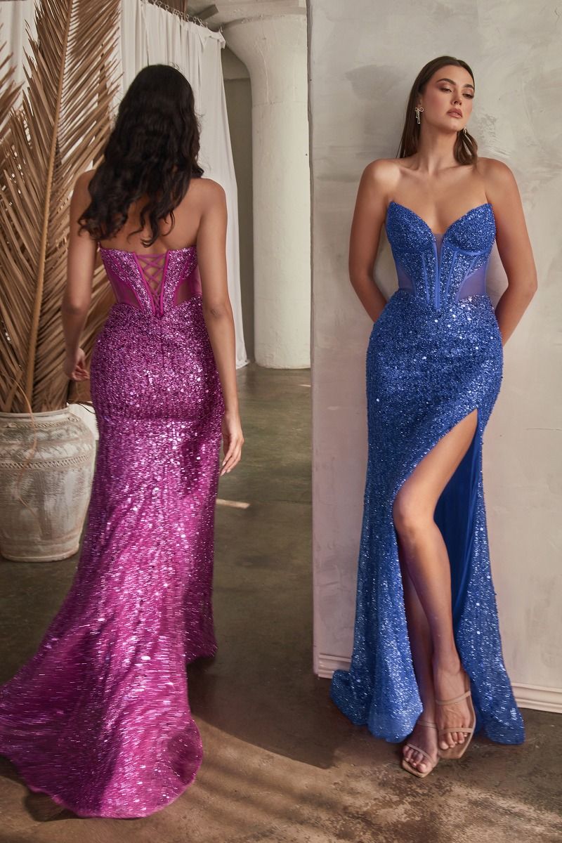 Embellished Strapless Gown - Lumora2eEmbellished Strapless GownCD0227Deep Blue