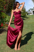 Fitted Dress With A Sweetheart Neckline And Thin Straps - LumoraXXSeFitted Dress With A Sweetheart Neckline And Thin StrapsT608Burgundy