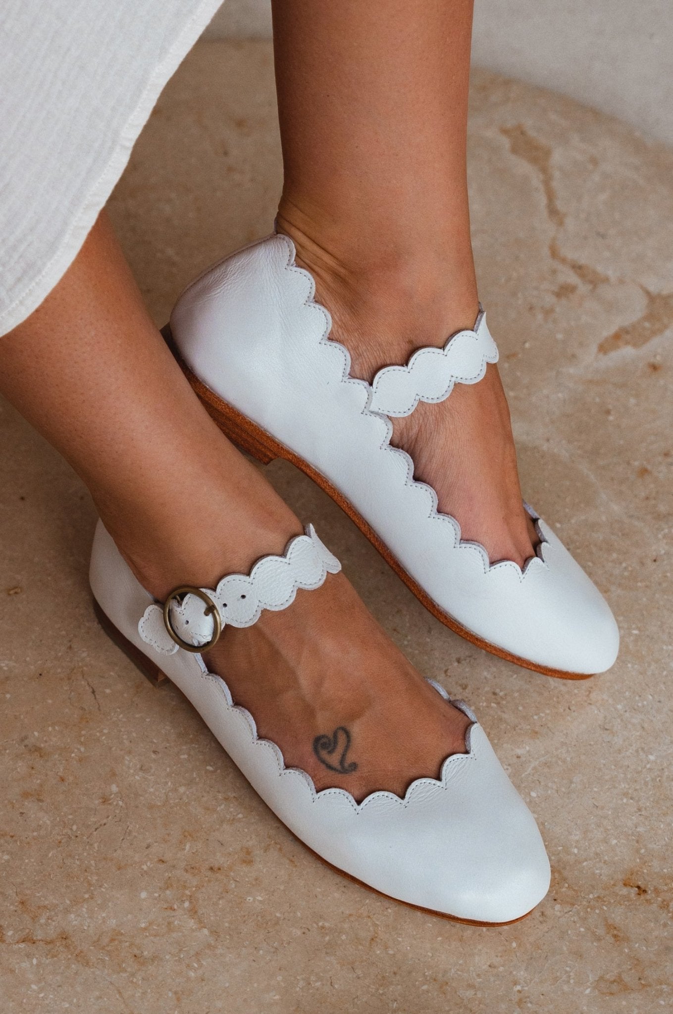 Mia Rosa Scalloped Mary Jane Flats - LumoraWhiteeMia Rosa Scalloped Mary Jane FlatsMIW5962775