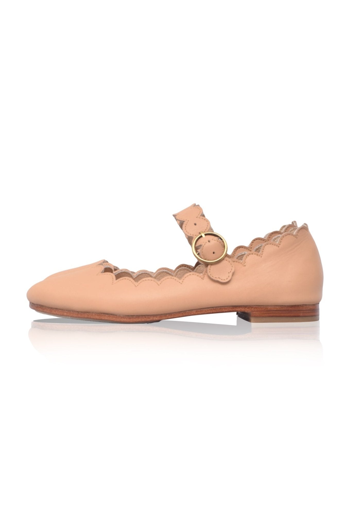 Mia Rosa Scalloped Mary Jane Flats - LumoraVintage BeigeeMia Rosa Scalloped Mary Jane FlatsMIV5962755