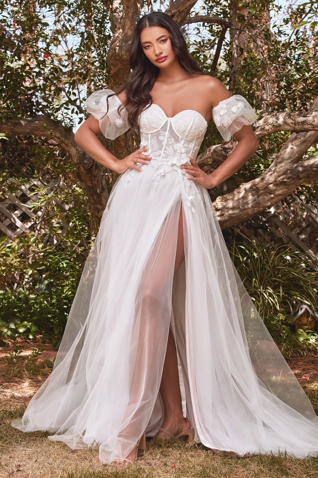 Strapless Floral Ball Gown Bridal - Lumora2eStrapless Floral Ball Gown BridalCB080WOff White